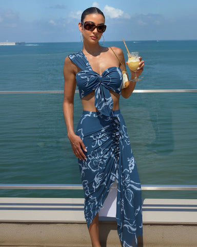 One Shoulder Printed Swimsuit Set(s)