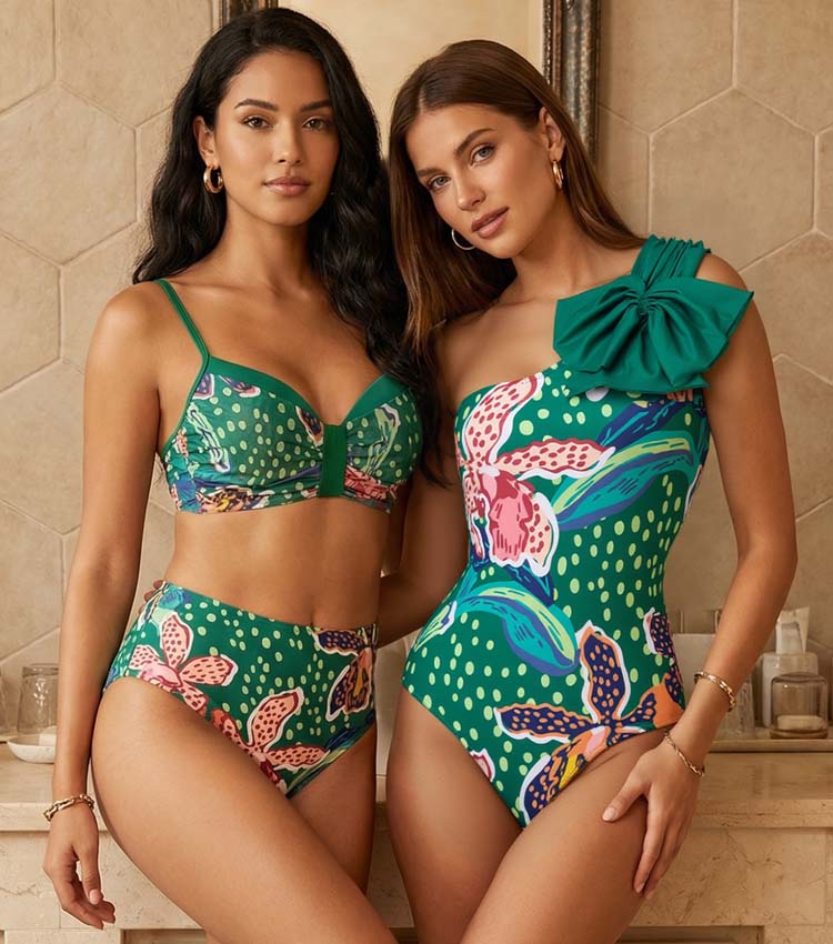 Tropic Printed One Shoulder One Piece purple Flaxmaker	
