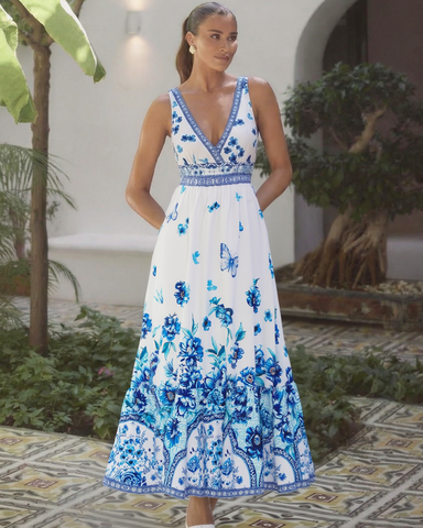 V-neck Peony Print Swimsuit Set(s)	