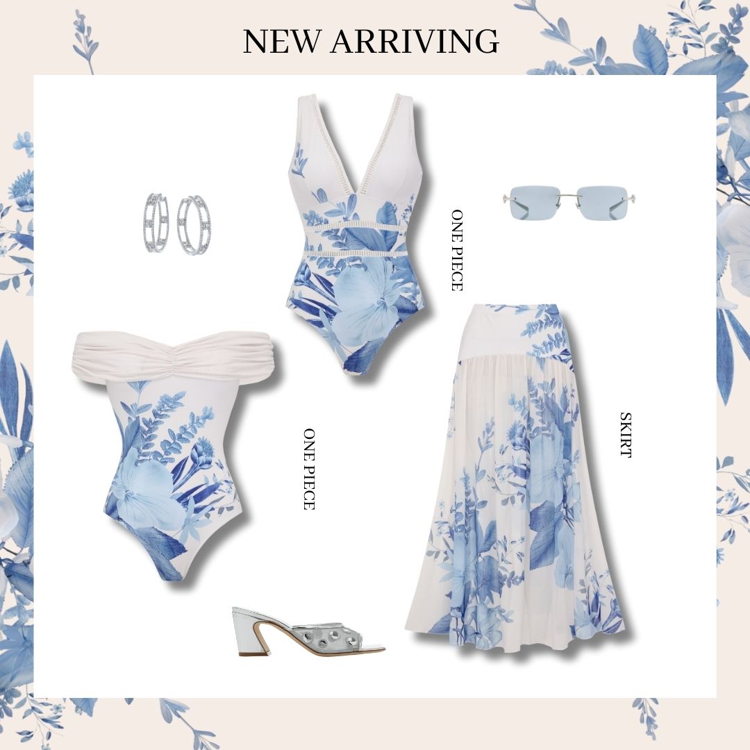 Off Shoulder Blossom Print Swimsuit Set(s)	