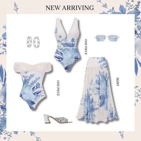 V Neck Blossom Print Swimsuit Set(s)