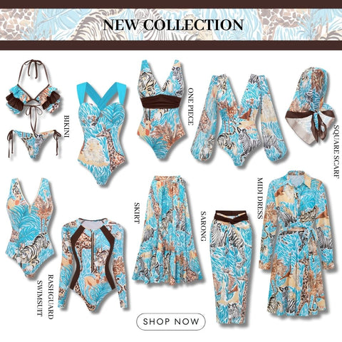 V Neck Animal Print Swimsuit Set(s)	