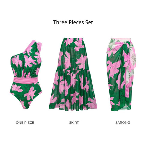 One Shoulder Printed Swimsuit Set(s)