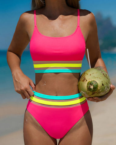 Colorblock High-Waisted Bikini Set