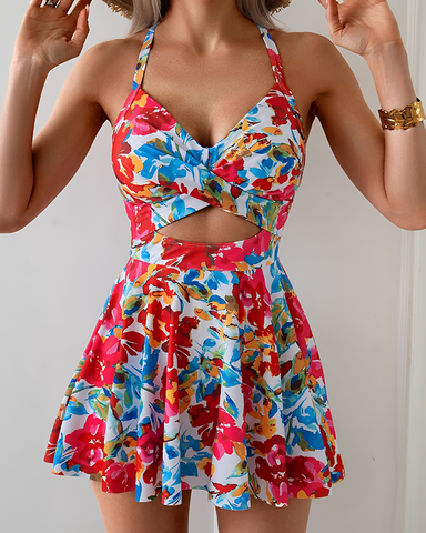 Women's Deep V-Neck Crossover Tummy Control Swimsuit