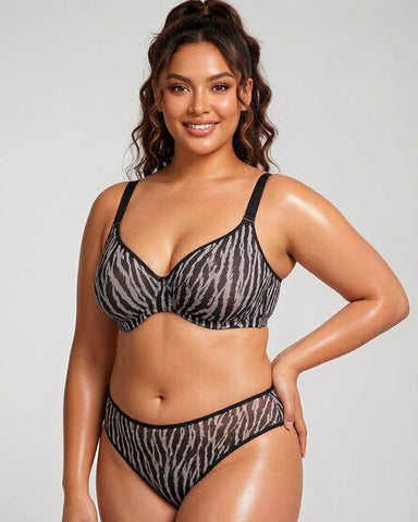 Zebra Wild Unlined Underwire Mesh Bra
