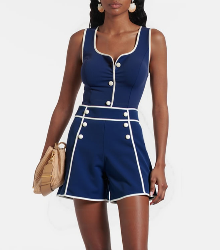 Color Block One Piece Swimsuit and Shorts	