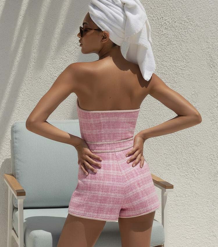 Bandeau Elegant One Piece Swimsuit and Shorts	