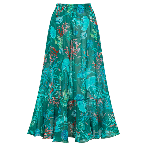 Removable Shoulder Strap Off Shoulder Marine Organism One Piece Swimsuit and Skirt