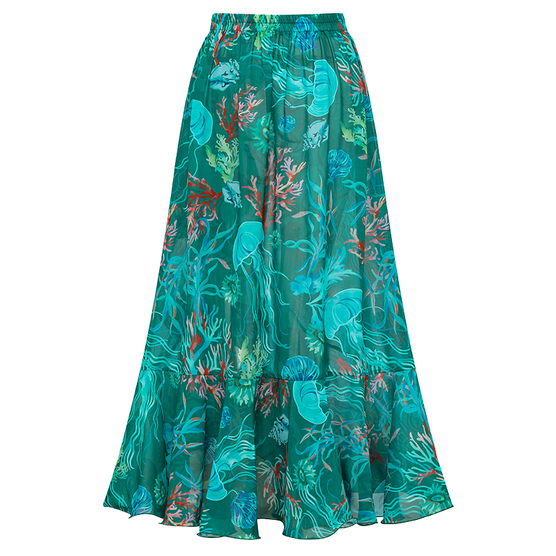 Reversible Mix and Match Marine Organism  Bikini Swimsuit and Skirt	