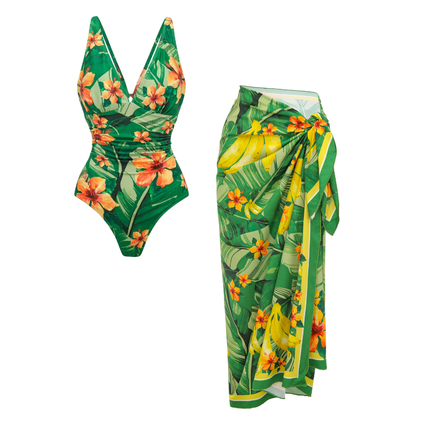 Hibiscus print Tummy Control Swimsuit Set(s)	