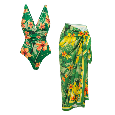 Hibiscus print Tummy Control Swimsuit Set(s)	