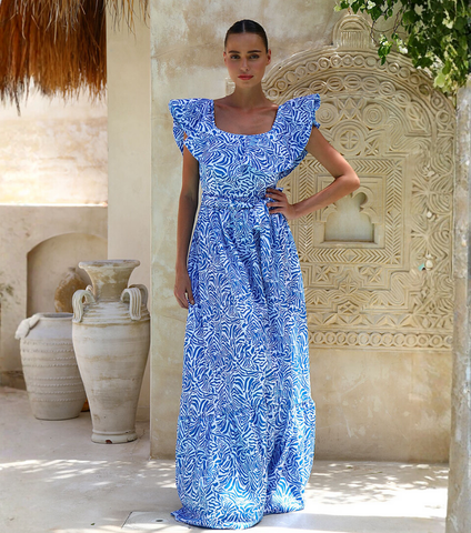 Ruffle Printed One Piece Swimsuit and Skirt	