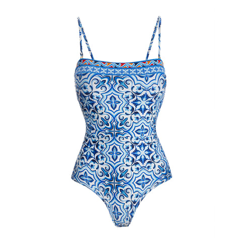 Printed One Piece Swimsuit and sarong