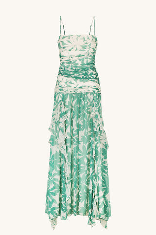 Bandeau Ruffle Printed Dress