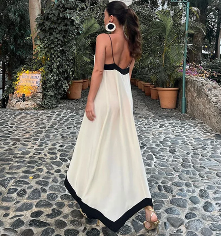 Casual Sling Color Block Dress