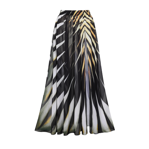 V-neck Tiger Stripe Print One Piece Swimsuit and Skirt	