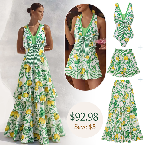 Lemon One Piece Swimsuit and Skirt or Shorts	