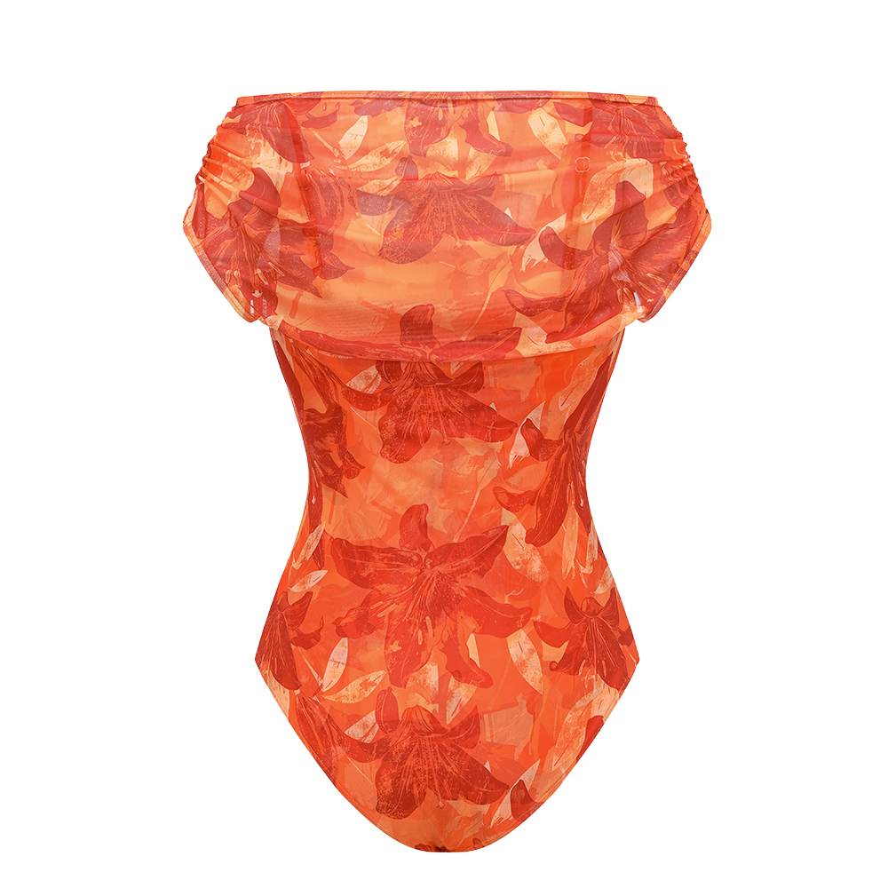 Orange Lily Print One Piece purple (Multiple ways to wear)	