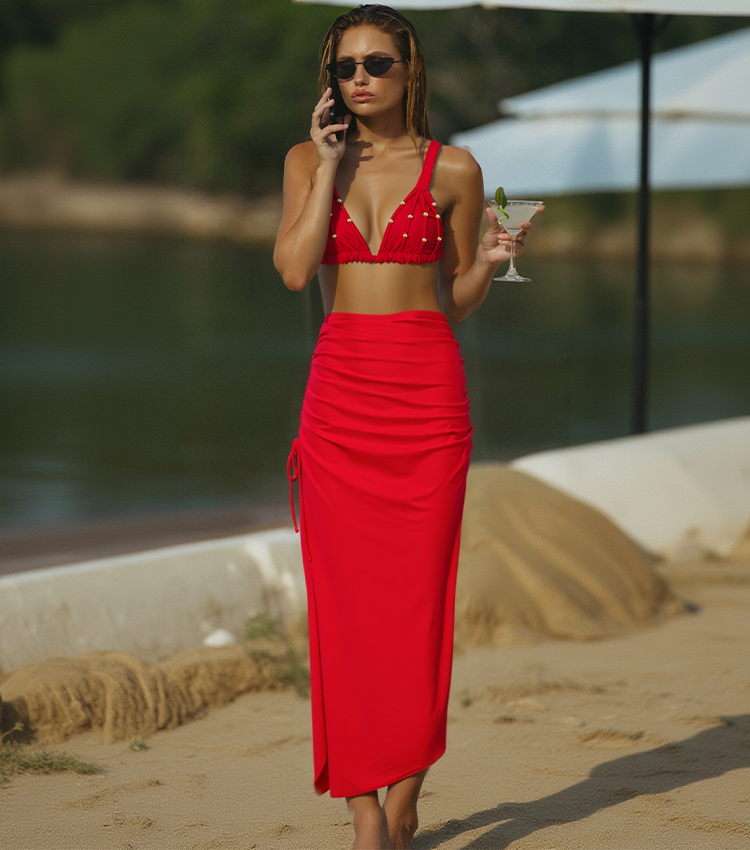 Red Rope Decoration Swimsuit Set(s)	