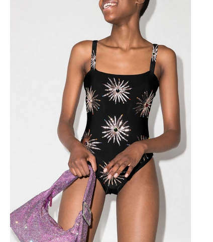One Shoulder Printed Bikini Swimsuit and sarong