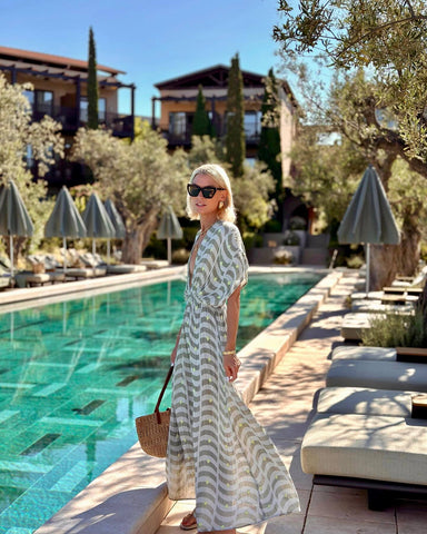 V Neck Vacation Slit Dress