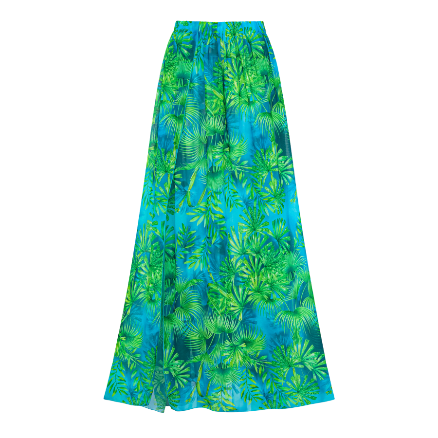 Ruffled Jungle Green Print One Piece  Swimsuit and Skirt	