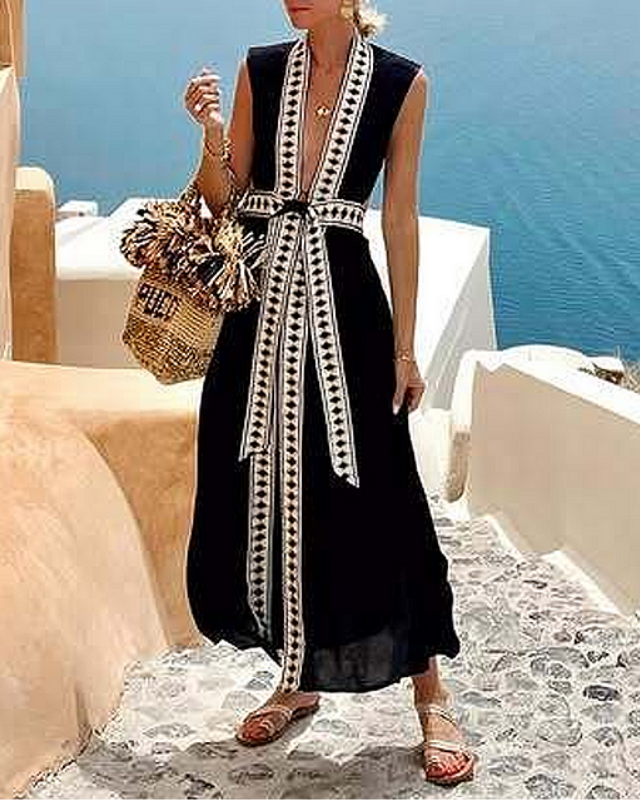 V Neck Vacation Dress