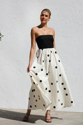 Bandeau Polka Dot Print Dress