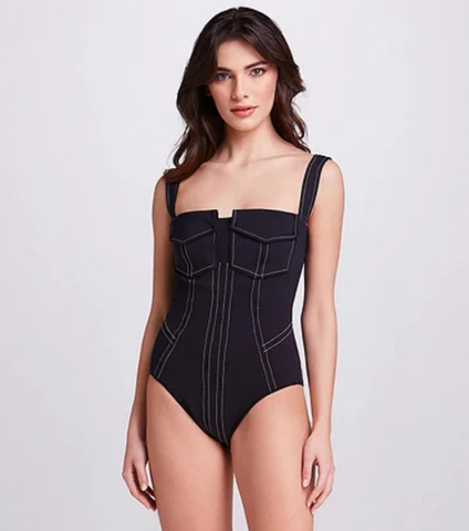 Black Pocket One Piece Swimsuit and Slit Pant
