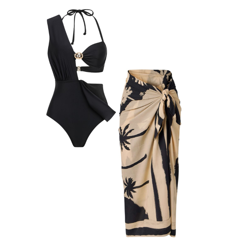 Top & Plunging Ruched Swim Set	