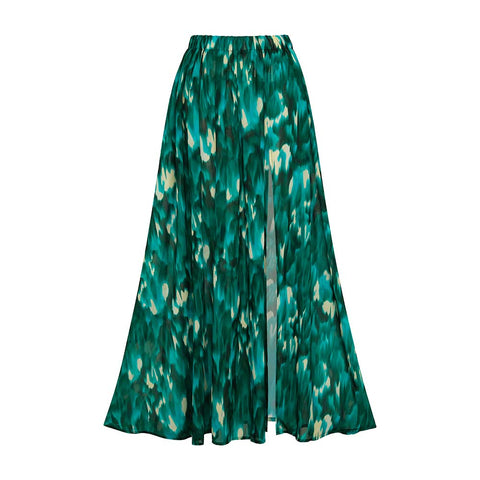 Ruched Cutout Green One Piece Swimsuit and Skirt