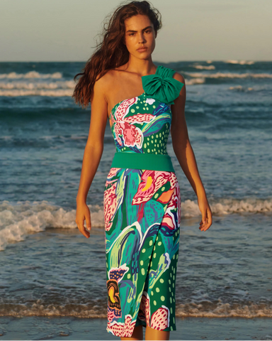 Tropic Printed One Shoulder One Piece purple Flaxmaker	