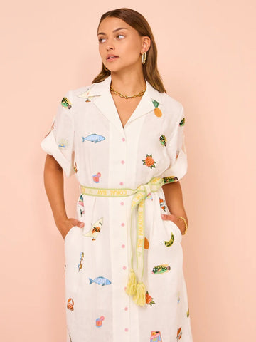 Short Slevees Lace up Graffiti Printed Dress