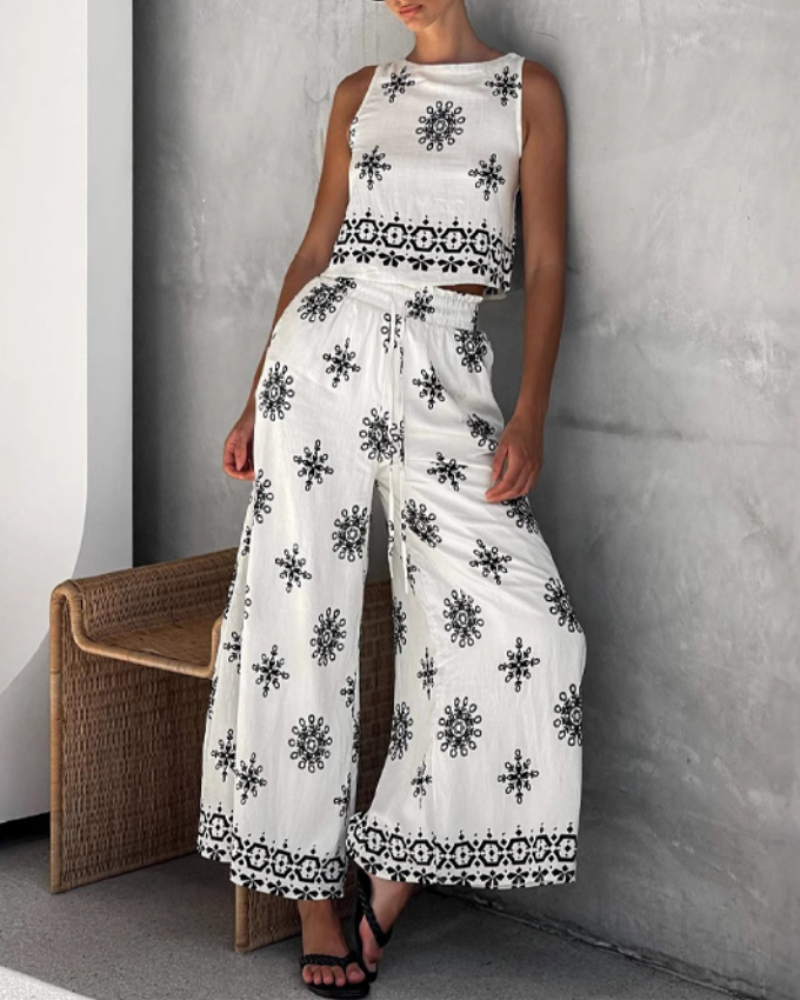 Casual Cotton and Linen Top and Pants