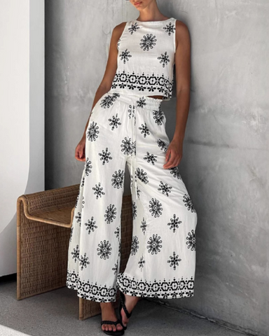 Casual Cotton and Linen Top and Pants