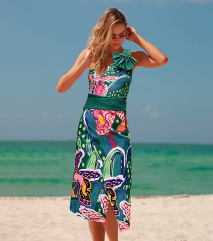 Tropic Printed One Shoulder One Piece purple Flaxmaker	