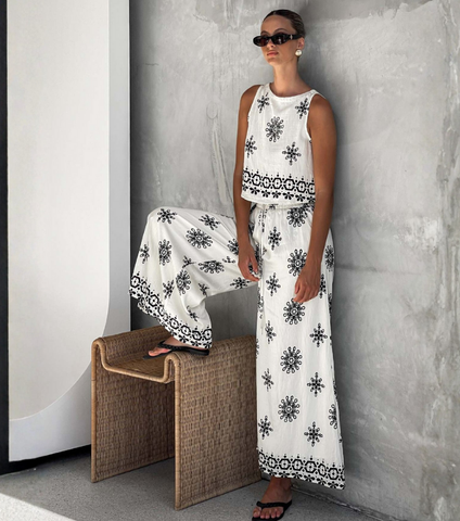 Casual Cotton and Linen Top and Pants