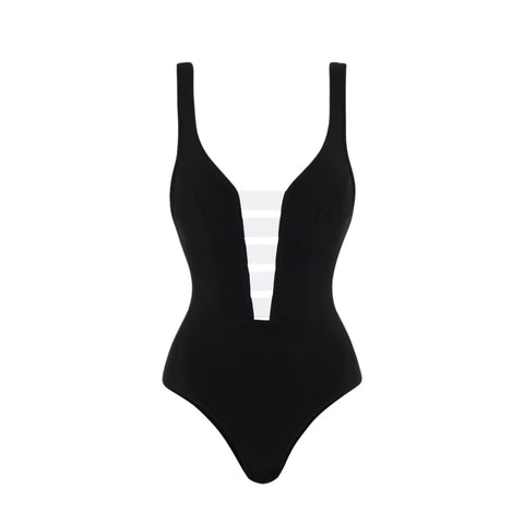 Cutout Color Block One Piece Swimsuit and Skirt