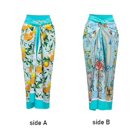 Laser Cutout Lemon & Rococo Print Swimsuit Set(s)