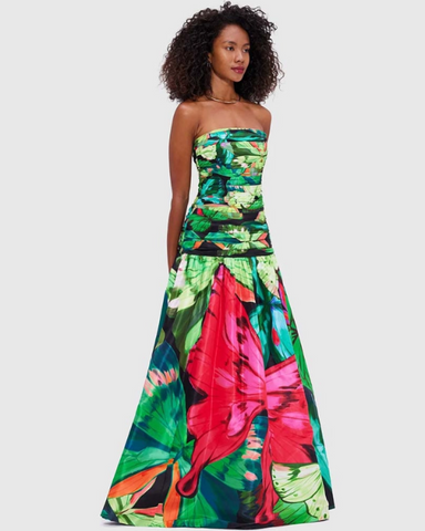 Butterfly Printed One Piece Swimsuit and Skirt