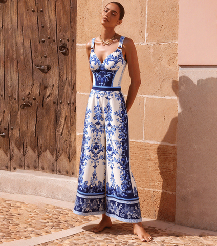 Adjustable Sling Lace Up Flower Print One Piece Swimsuit and Skirt/Pants