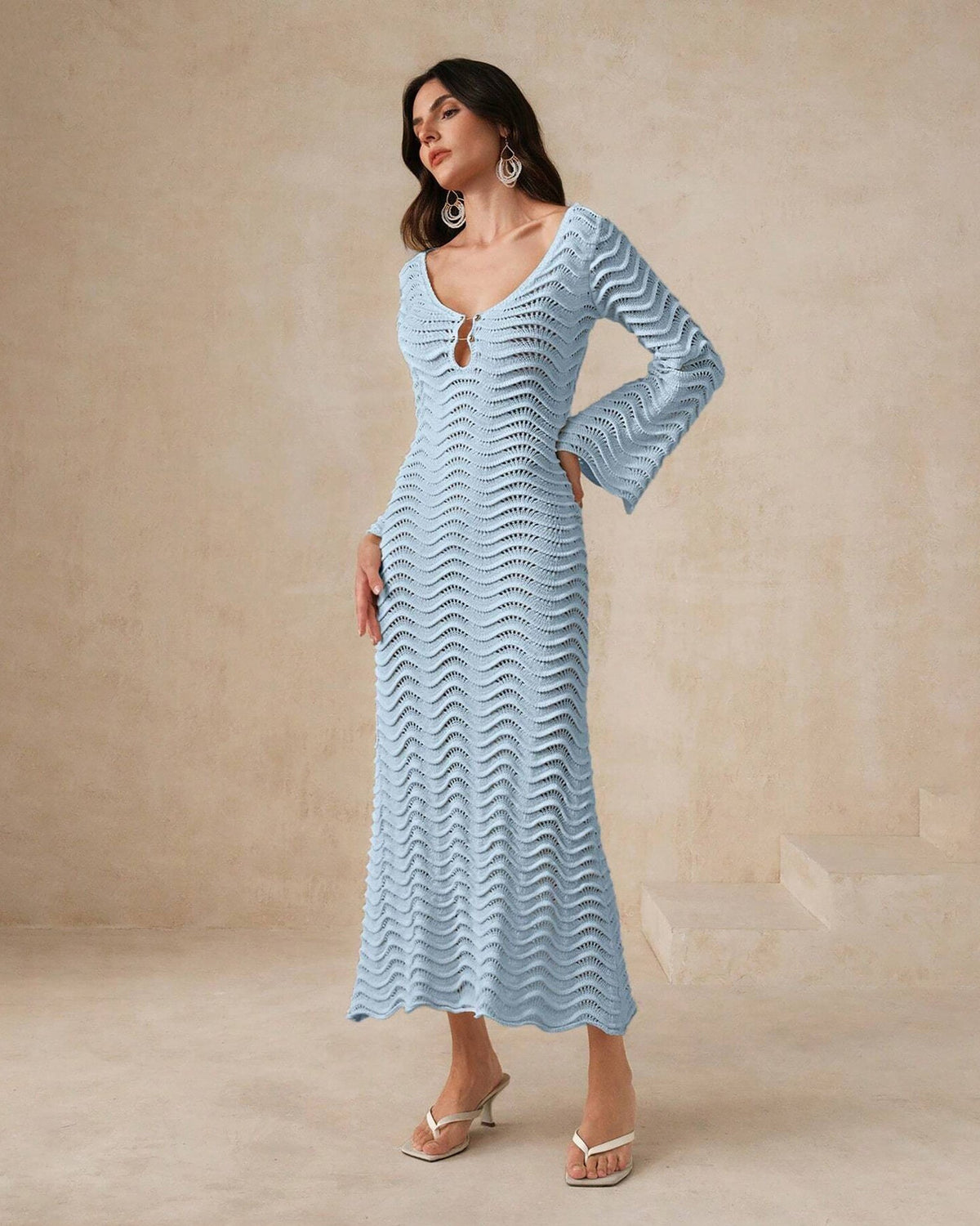 Solid Color Knitted Beach Dress
