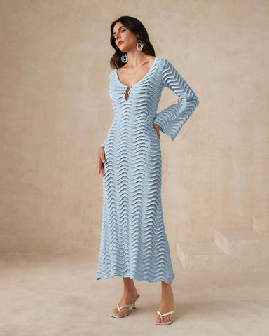 Solid Color Knitted Beach Dress