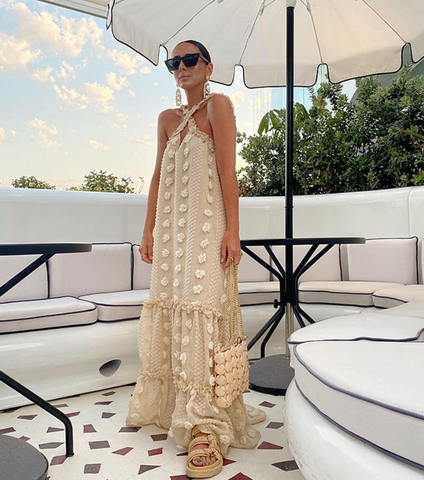 Halter 3D Flower Maxi Dress
