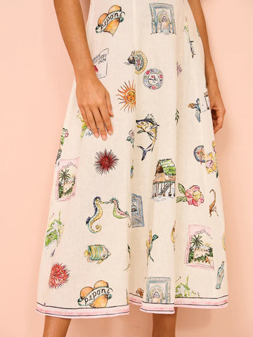 Puff sleeve Graffiti Printed Dress