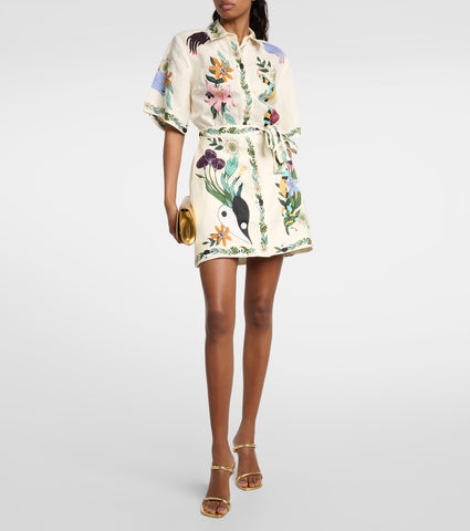 Lace Up Printed Short Slevees Mini Dress