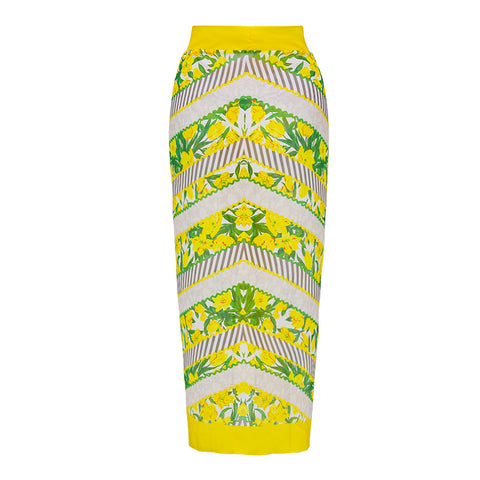 Tie Shoulder Lace Up Splicing Printed High Waist Bikini Swimsuit and Skirt