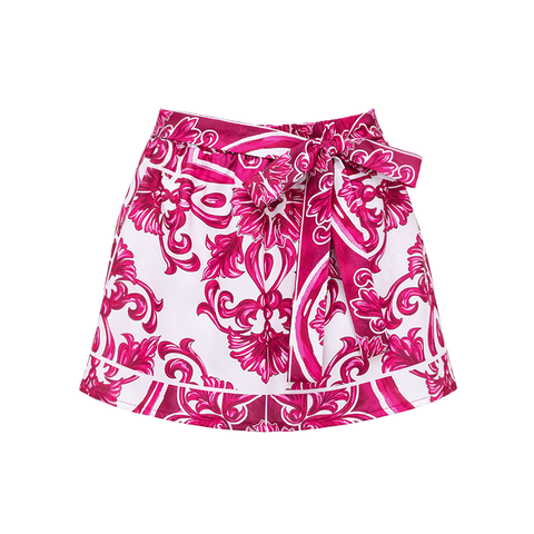 Sling Classic Majolica Series Pattern Print One Piece Swimsuit and Skirt or Shorts	