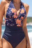Boho Floral Halter Tummy Control One-Piece Swimsuit